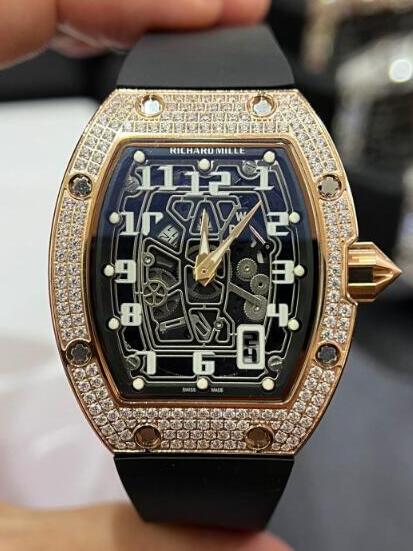 Richard Mille Replica Watch RM 067-01 Extra Flat Rose gold Diamond Automatic